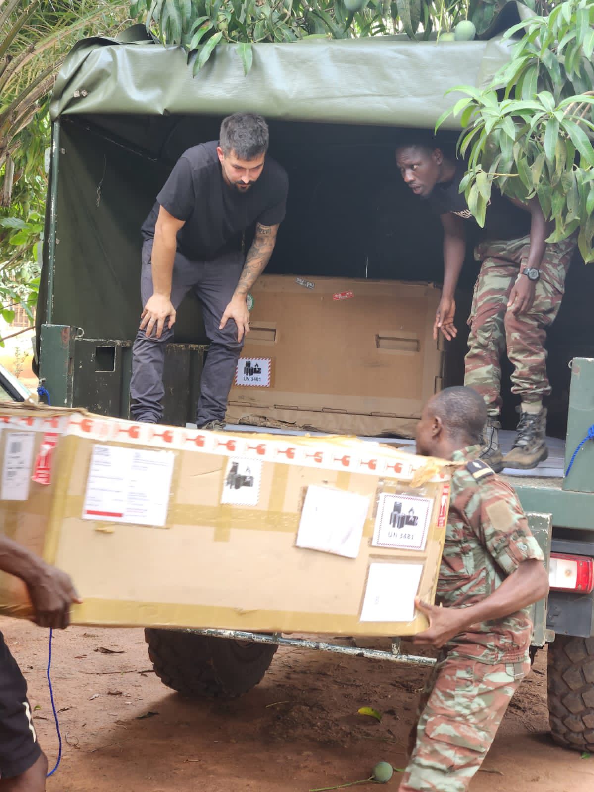 Equipment delivery with military unit